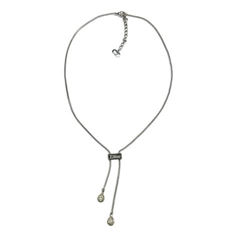 dior oblique necklace silver|genuine christian dior necklace.